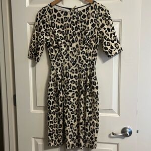 New no tags Kate Spade Leopard Animal Print Black Beige Dress 4 S